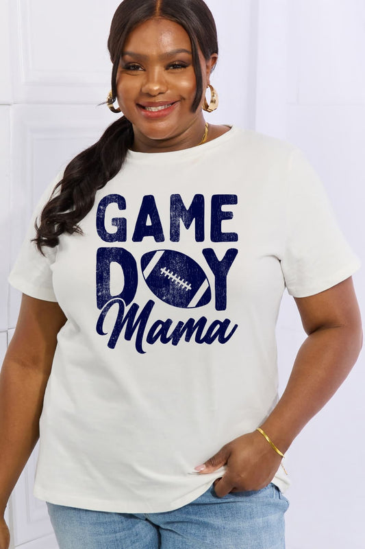 Simply Love Full Size GAMEDAY MAMA Graphic Cotton Tee  - Doll Fits
