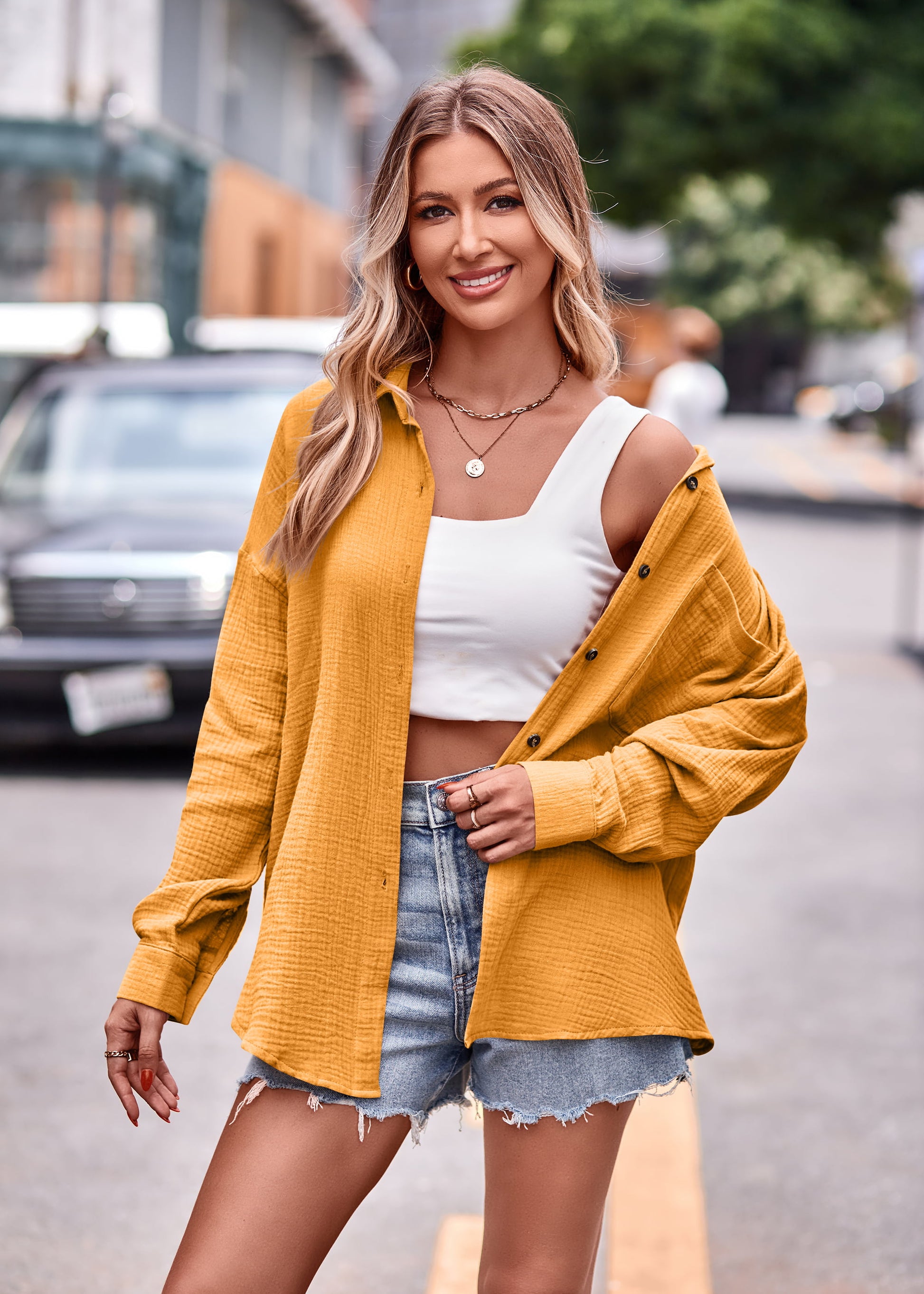 Textured Dropped Shoulder Longline Shirt  - Doll Fits