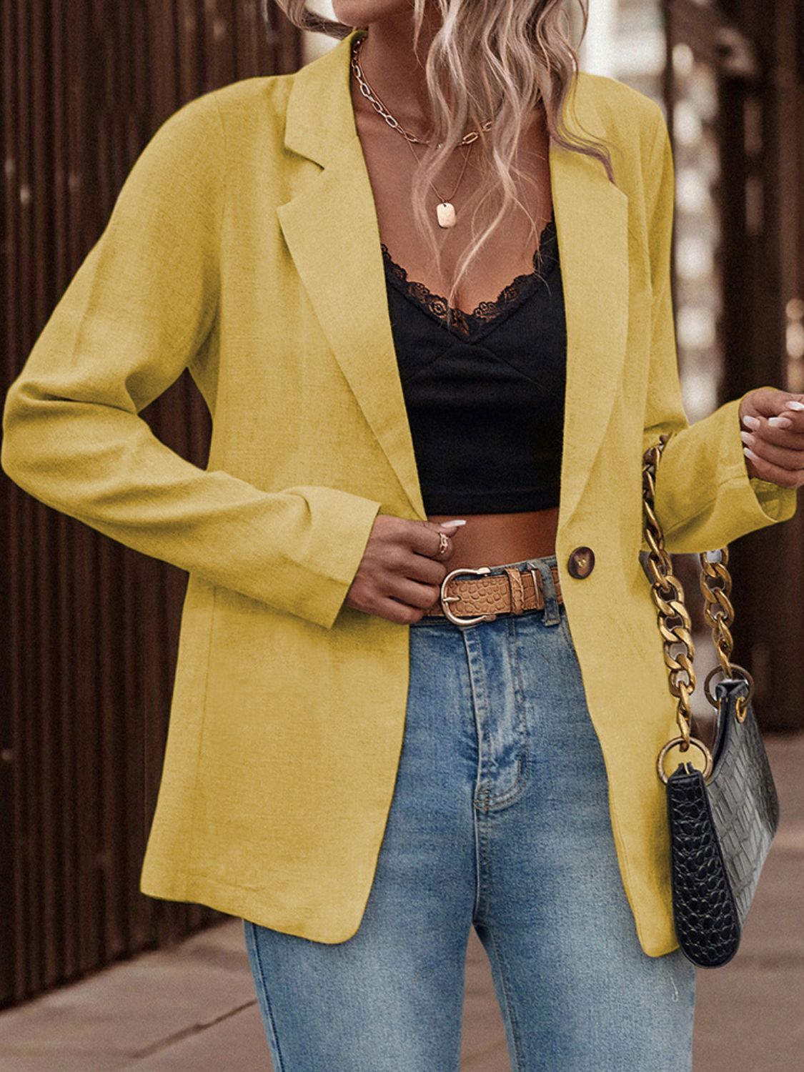 Single-Button Long Sleeve Blazer  Coats & Jackets- Doll Fits