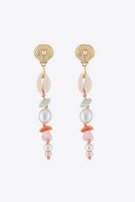 Synthetic Pearl Shell Drop Earrings  Earrings- Doll Fits