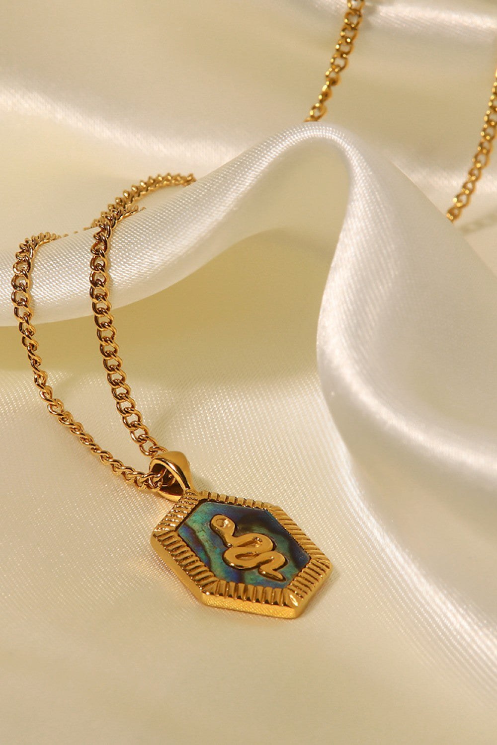 18K Gold Plated Snake Geometric Pendant Necklace  Necklaces- Doll Fits