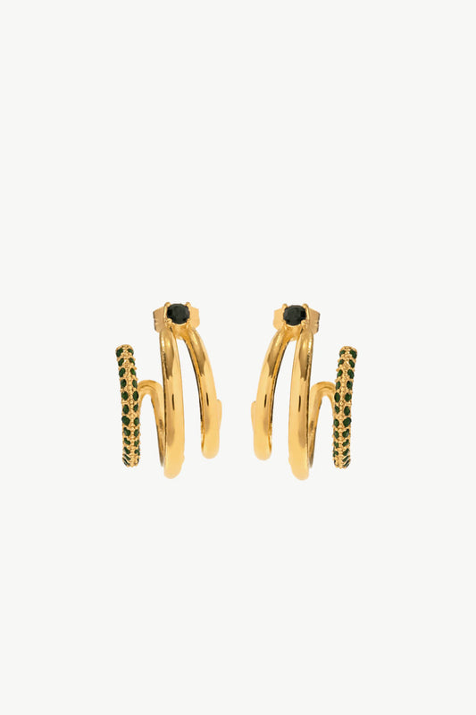 18K Gold Plated Cubic Zirconia Wrap C-Hoop Earrings  Earrings- Doll Fits