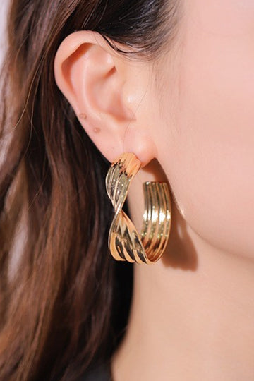 Twisted C-Hoop Alloy Earrings  Earrings- Doll Fits