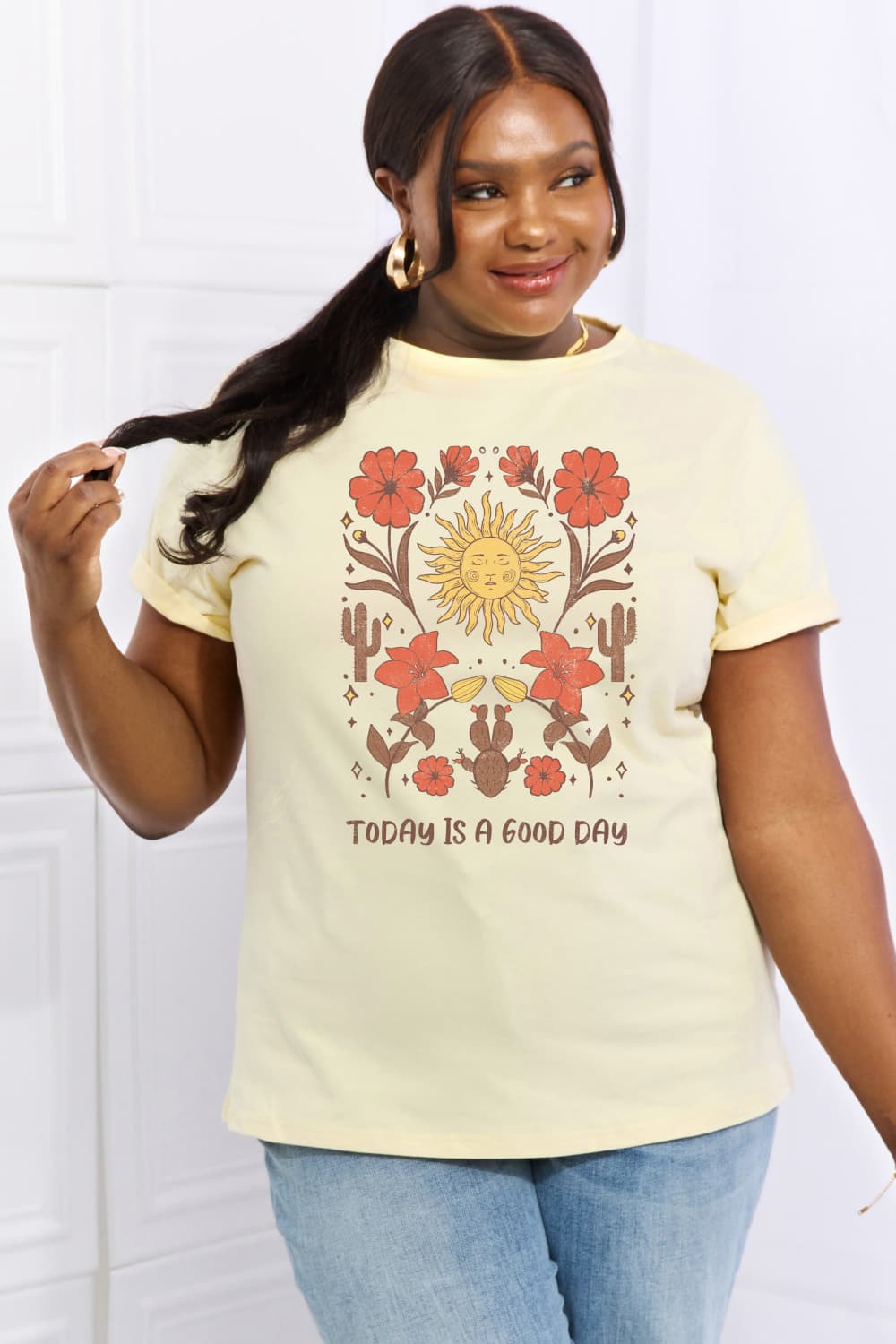 Simply Love Full Size TODAY IS A GOOD DAY Graphic Cotton Tee  - Doll Fits