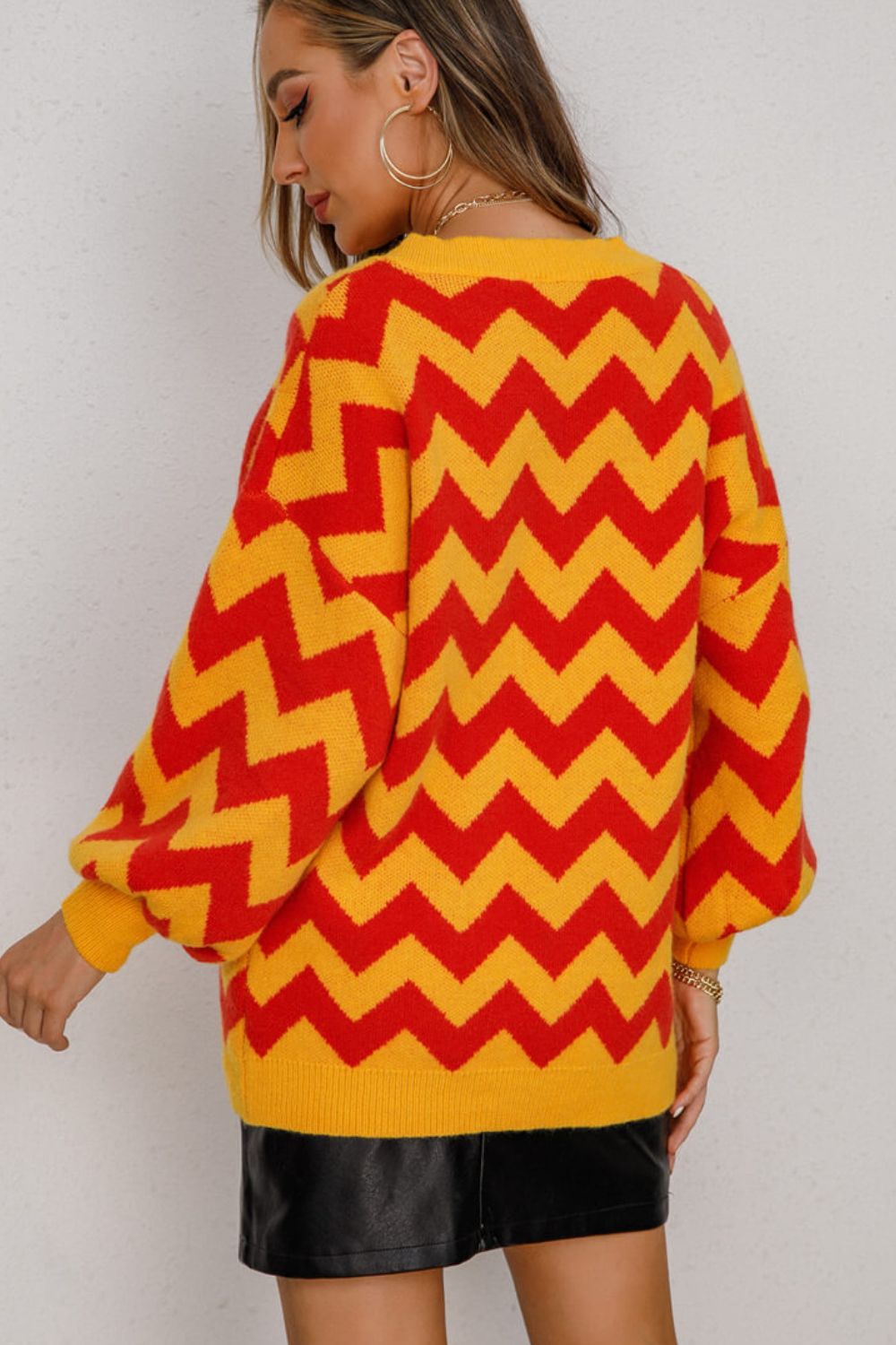 Chevron Lantern Sleeve Tunic Sweater  Shirts & Tops- Doll Fits