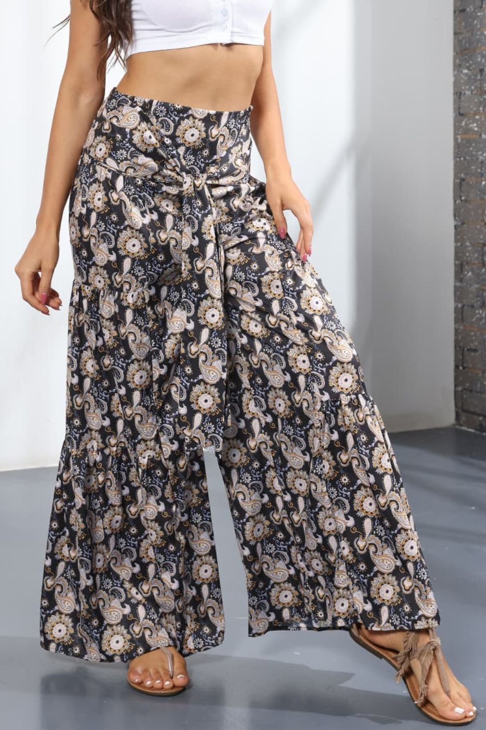 Printed High-Rise Tied Culottes  - Doll Fits