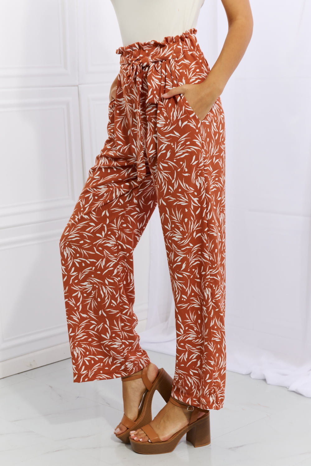 Heimish Right Angle Full Size Geometric Printed Pants in Red Orange  - Doll Fits