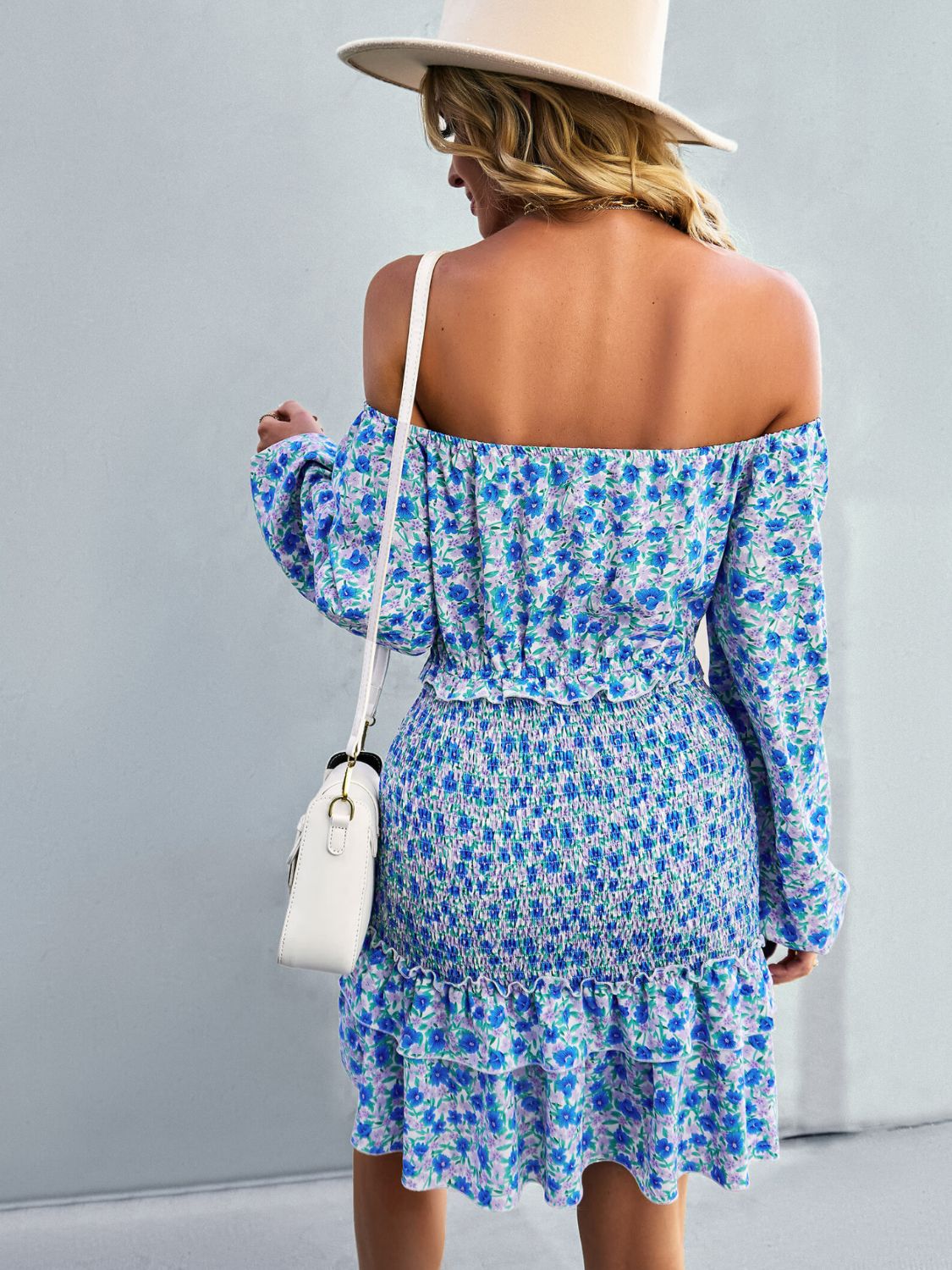 Floral Smocked Off-Shoulder Ruffled Dress  Dresses- Doll Fits