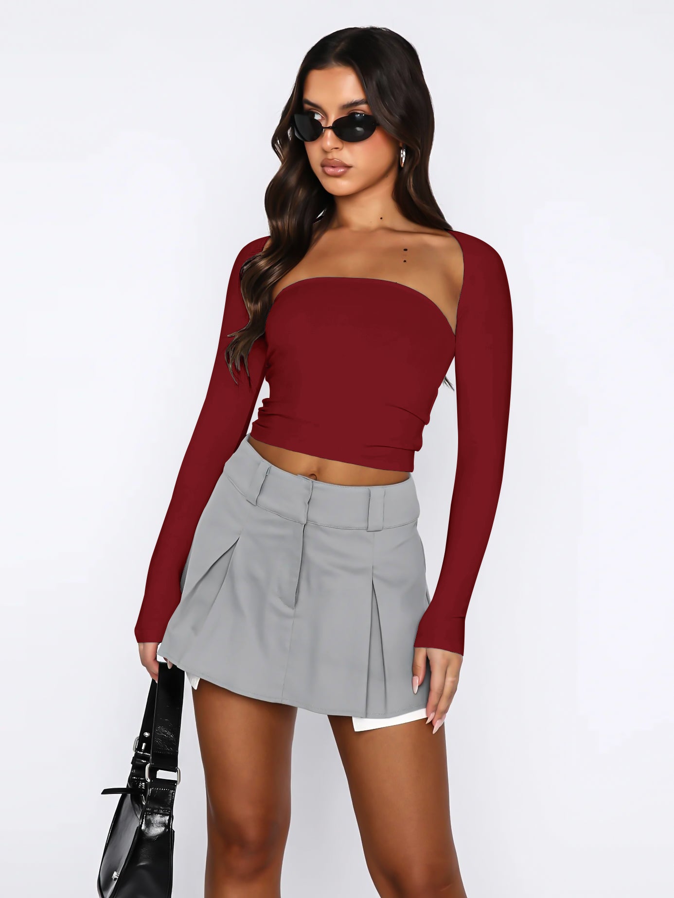 Cutout Raglan Sleeve Bolero and Tube Top  - Doll Fits