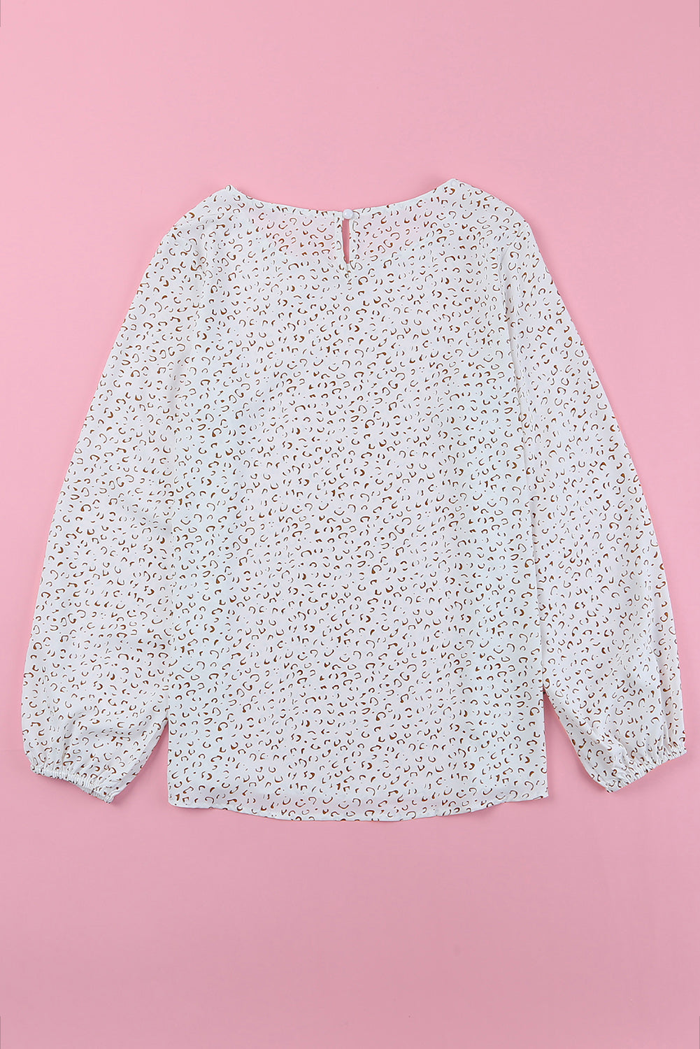 Leopard Round Neck Balloon Sleeve Blouse  Shirts & Tops- Doll Fits
