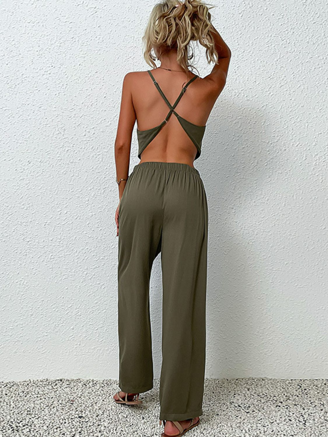 Crisscross Back Cropped Top and Pants Set  Outfit Sets- Doll Fits