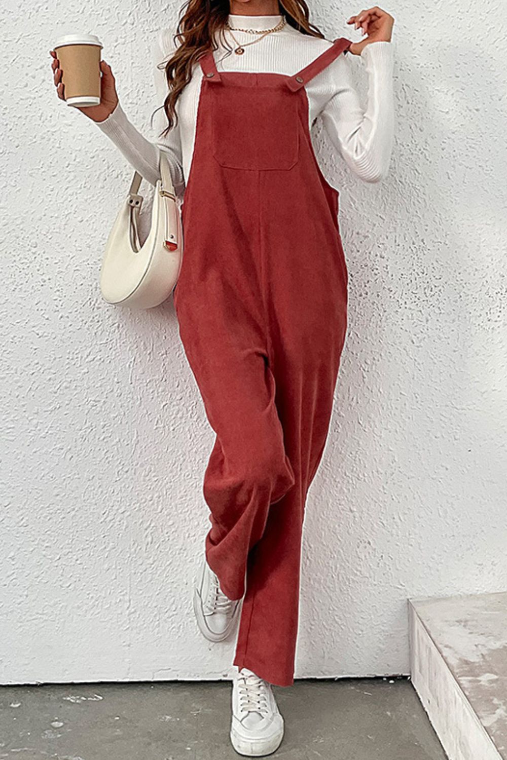 Carrying Your Love Buttoned Corduroy Overalls  Pants- Doll Fits