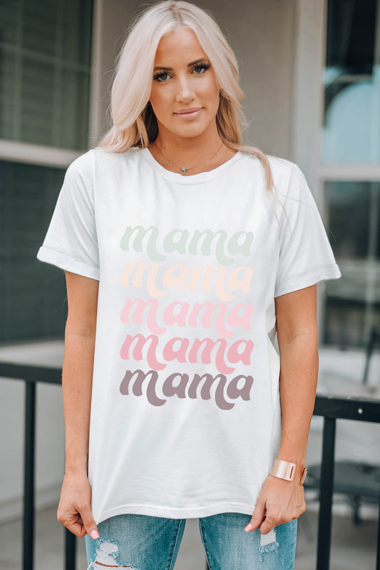 MAMA Graphic Contrast Tee Shirt  Shirts & Tops- Doll Fits