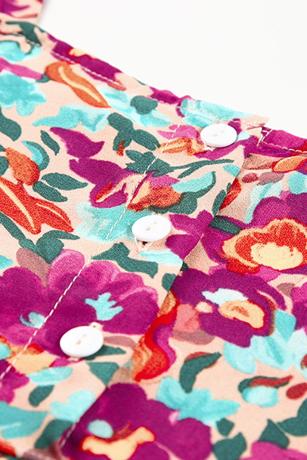 Floral Buttoned Square Neck Ruffled Tank  Shirts & Tops- Doll Fits