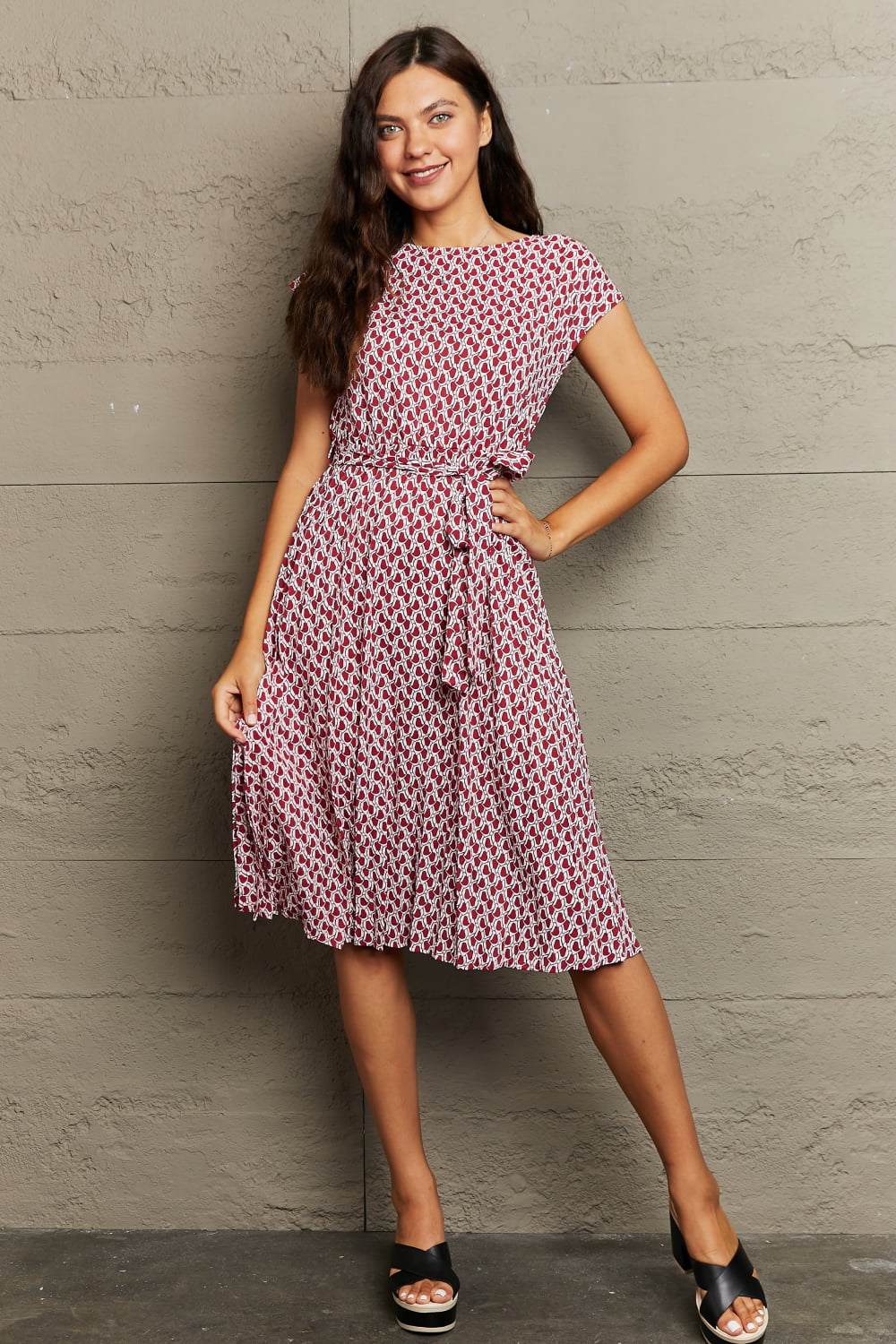 Round Neck Tie Waist Dress  Dresses- Doll Fits