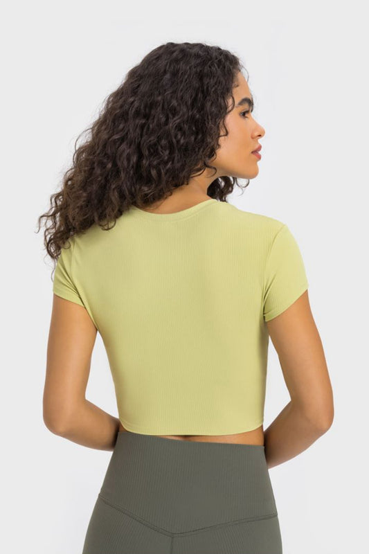 Round Neck Short Sleeve Cropped Sports T-Shirt  Activewear- Doll Fits