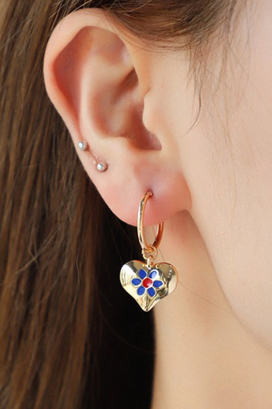 Contrast Copper Heart Drop Earrings  Earrings- Doll Fits