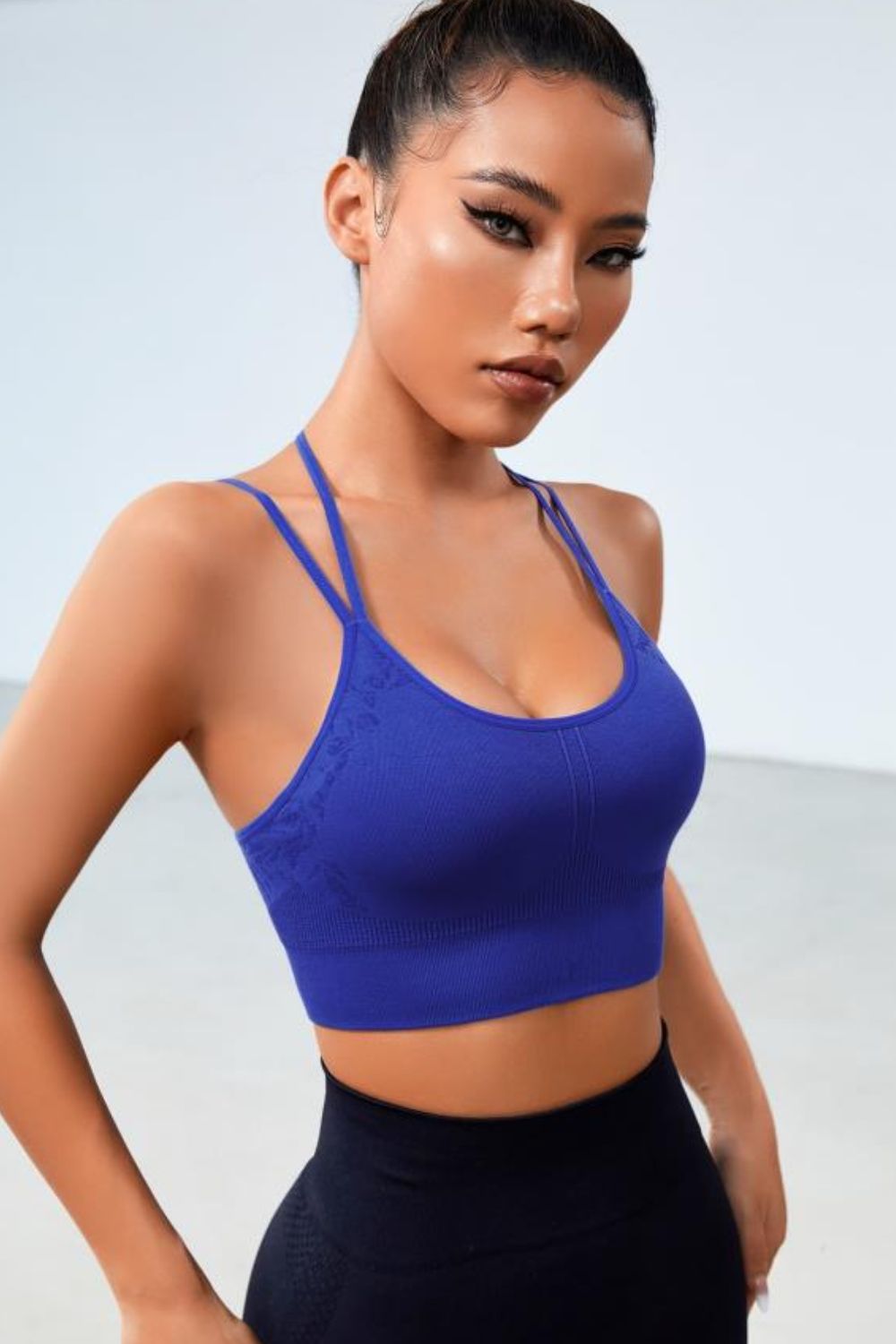 Strappy Scoop Neck Sports Bra  - Doll Fits