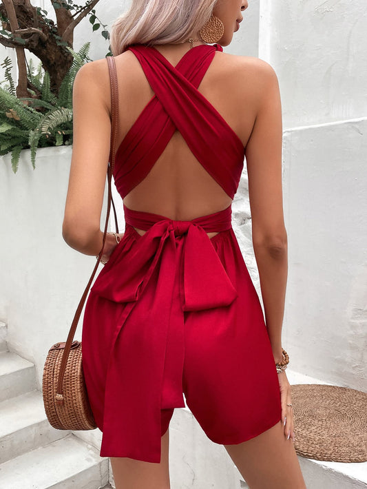 Knot Detail Tie Back Romper  Jumpsuits & Rompers- Doll Fits