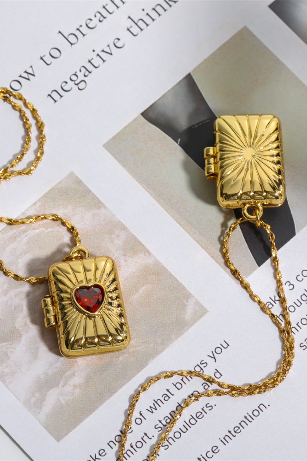Heart Zircon Box Pendant Copper Necklace  Necklaces- Doll Fits