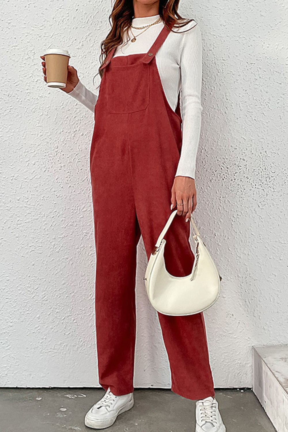 Carrying Your Love Buttoned Corduroy Overalls  Pants- Doll Fits