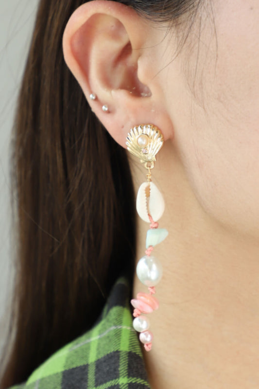 Synthetic Pearl Shell Drop Earrings  Earrings- Doll Fits