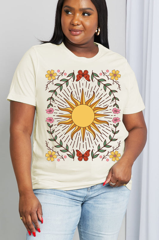 Simply Love Full Size Sun Graphic Cotton Tee  Shirts & Tops- Doll Fits