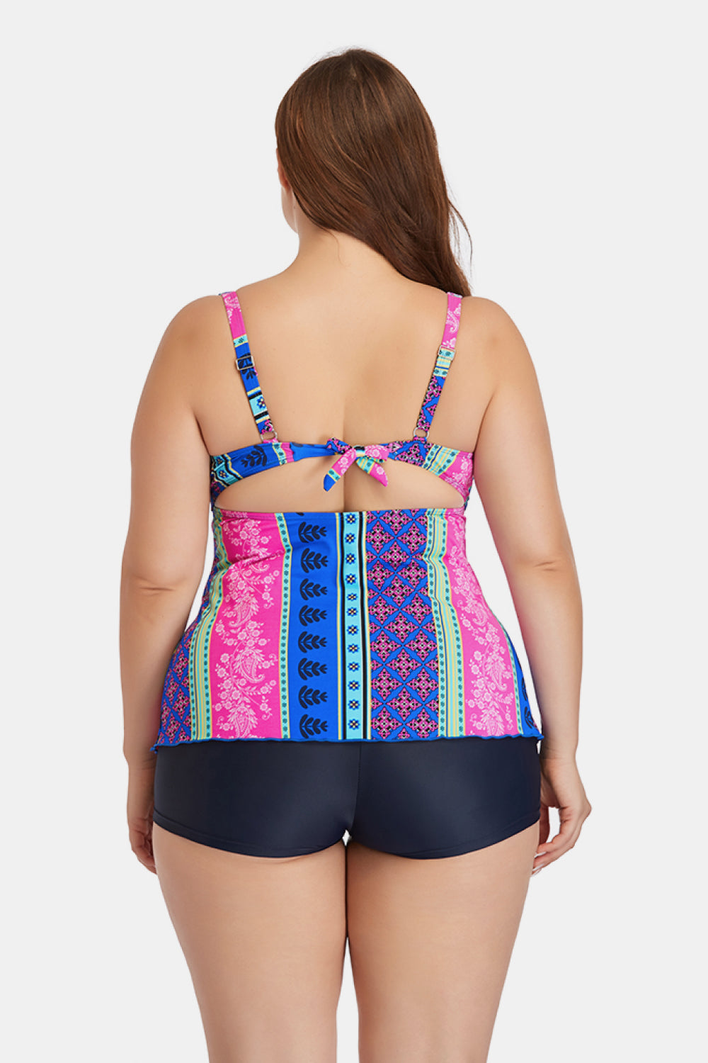 Plus Size Printed Crisscross Cutout Two-Piece Swim Set  Swimwear- Doll Fits