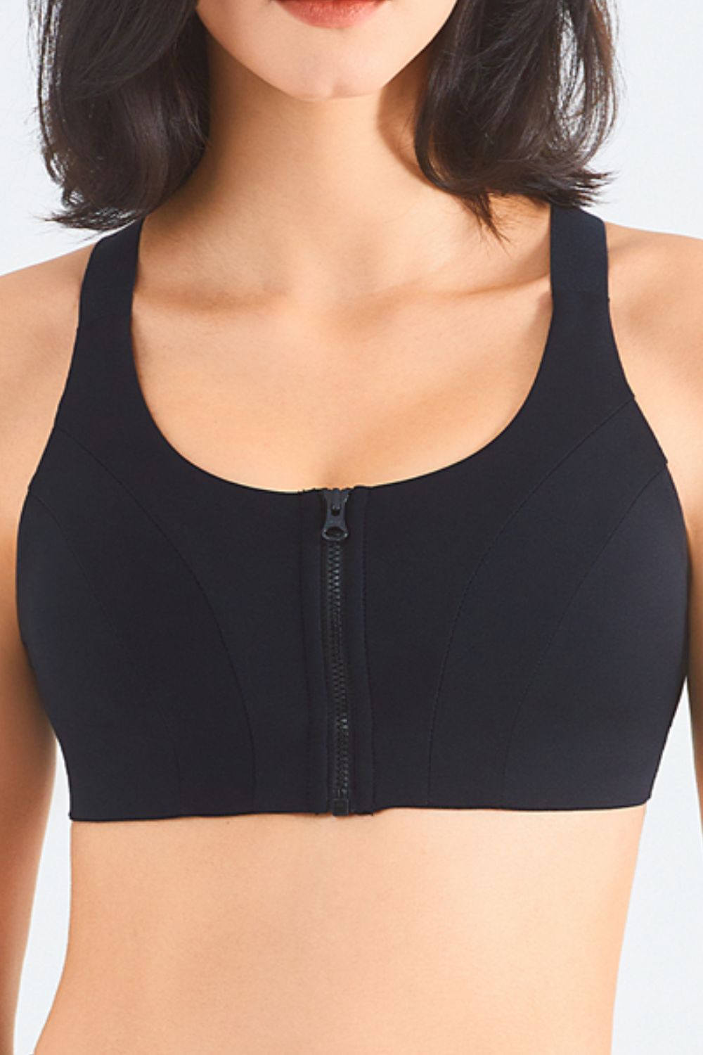 Zip-Up Racerback Sports Bra  Activewear- Doll Fits