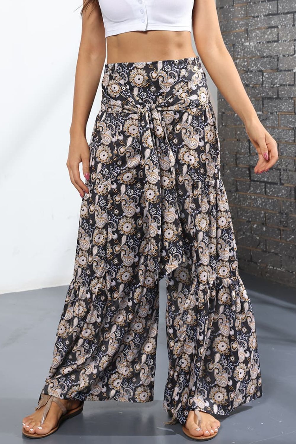 Printed High-Rise Tied Culottes  - Doll Fits