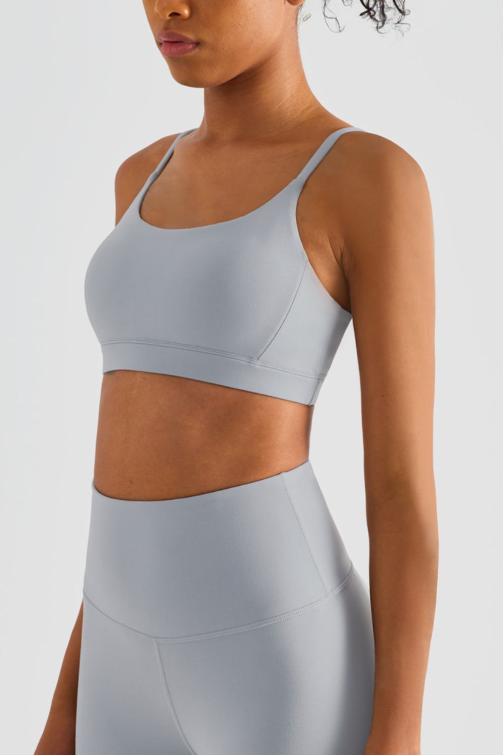 Spaghetti Strap Round Neck Sports Bra  - Doll Fits