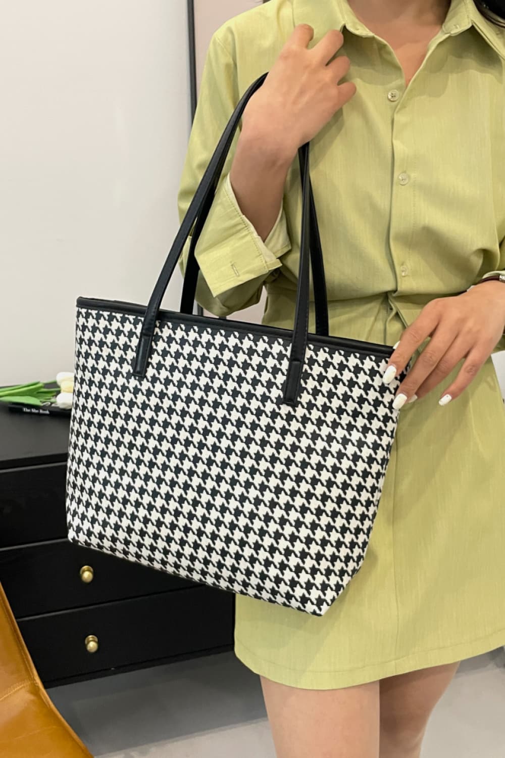 Printed PU Leather Tote Bag  Handbags- Doll Fits