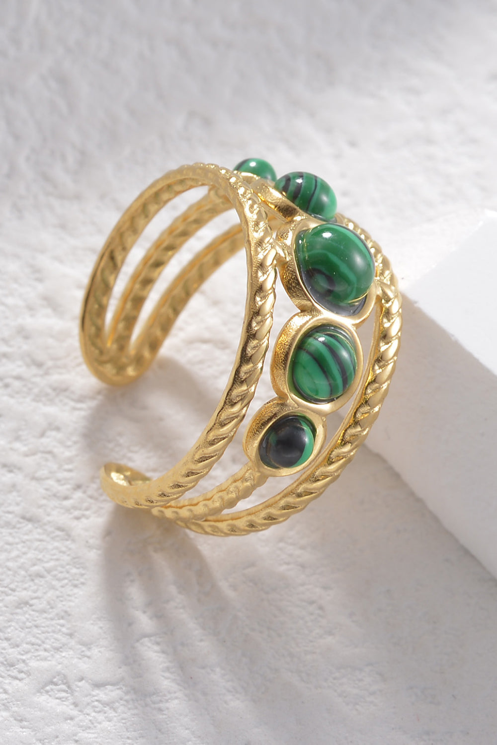 18K Gold Plated Nature Stone Open Ring  - Doll Fits