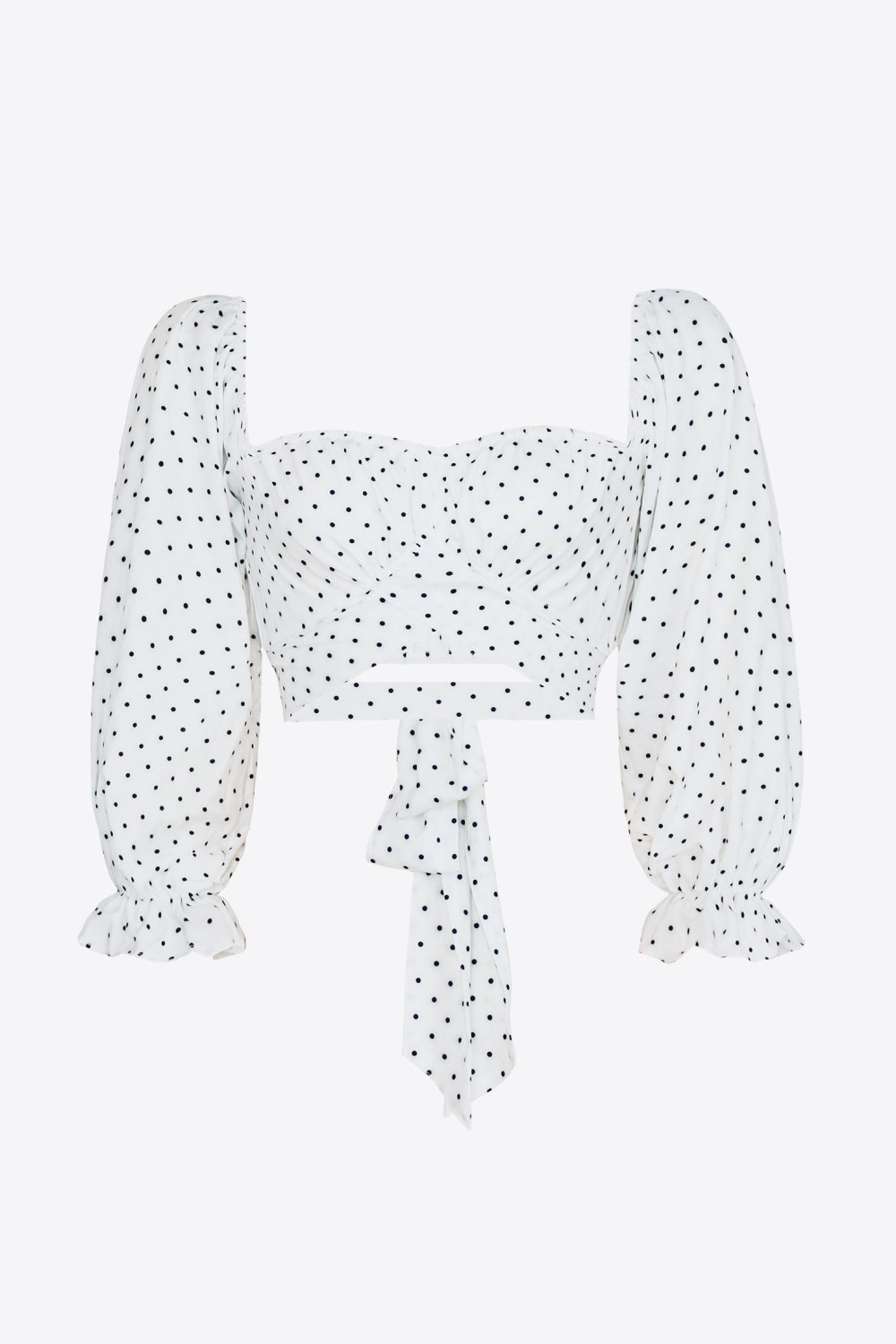 Printed Long Flounce Sleeve Cropped Blouse  Shirts & Tops- Doll Fits