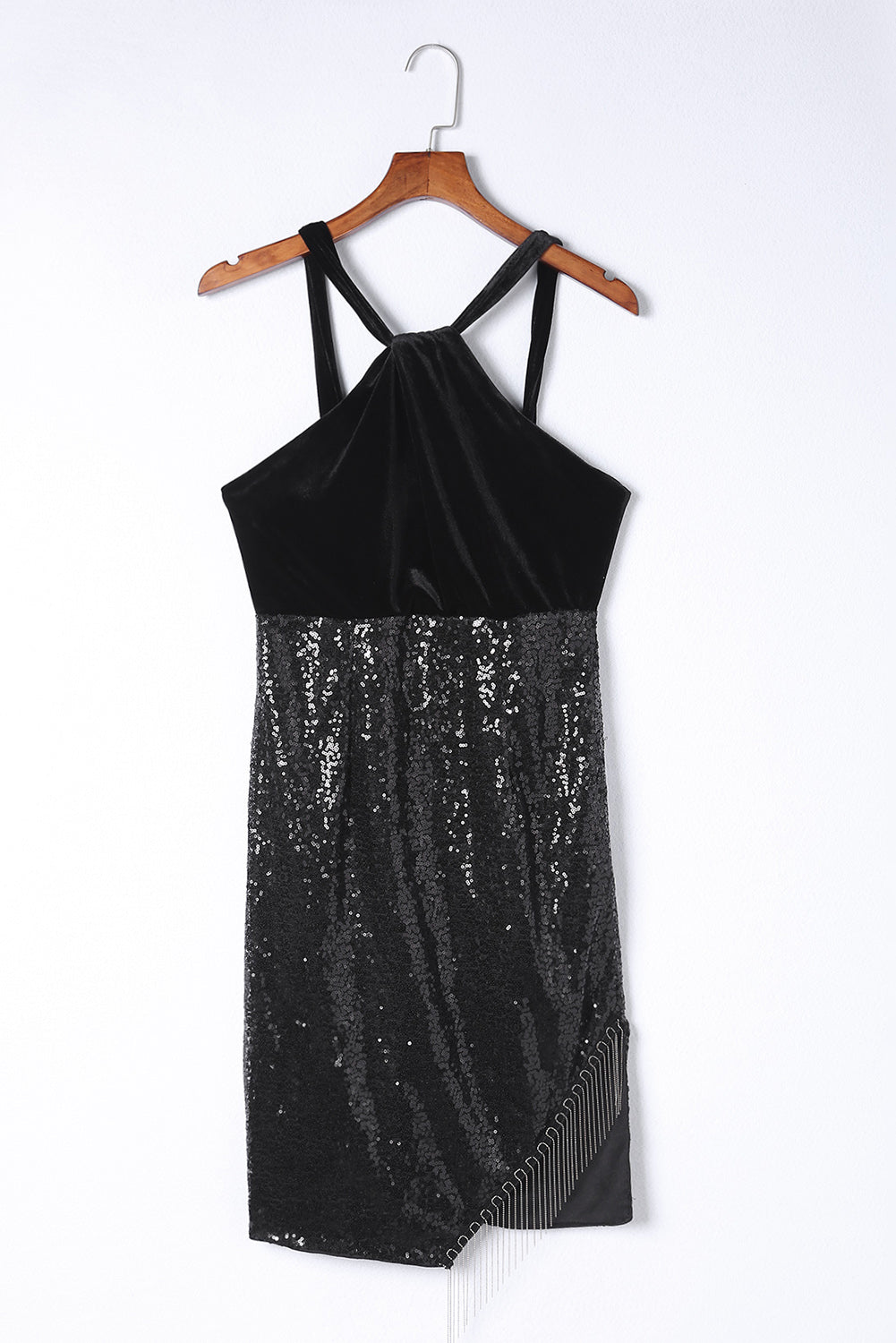 Sequin Fringe Detail Sleeveless Dress  Dresses- Doll Fits