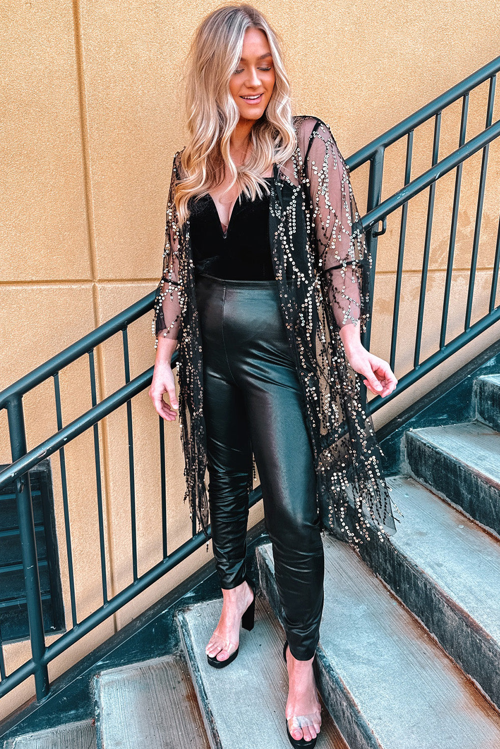 Sequin Open Front Sheer Cardigan  Coats & Jackets- Doll Fits