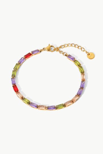 18K Gold Plated Multicolored Cubic Zirconia Bracelet  Bracelets- Doll Fits