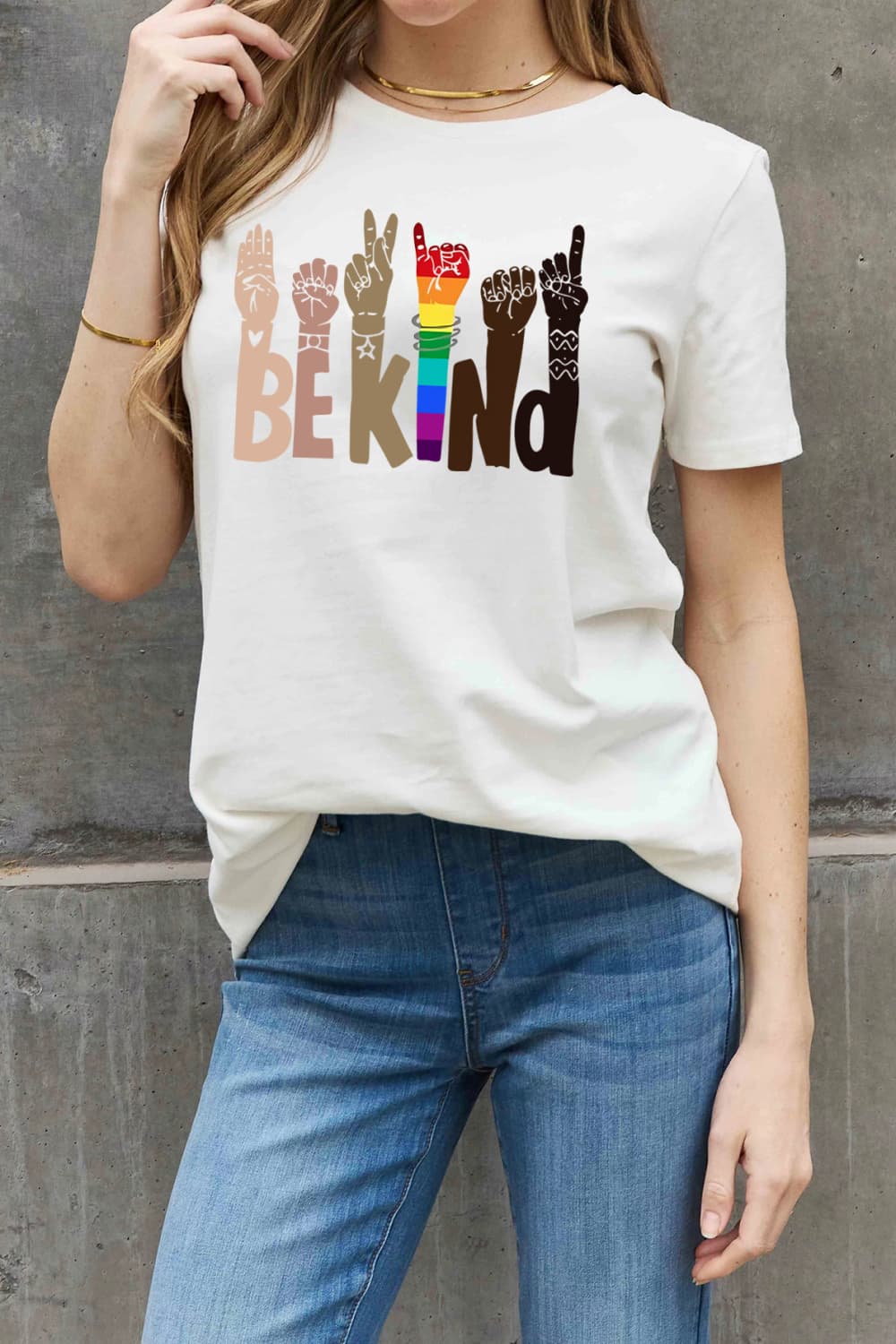 Simply Love Full Size BE KIND Graphic Cotton Tee  Shirts & Tops- Doll Fits
