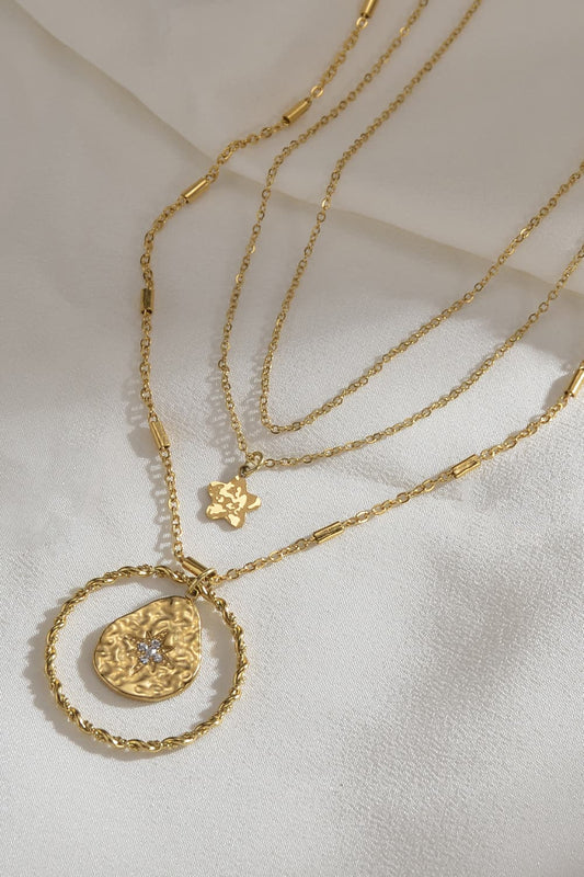 Zircon Decor Stainless Steel Necklace  Necklaces- Doll Fits