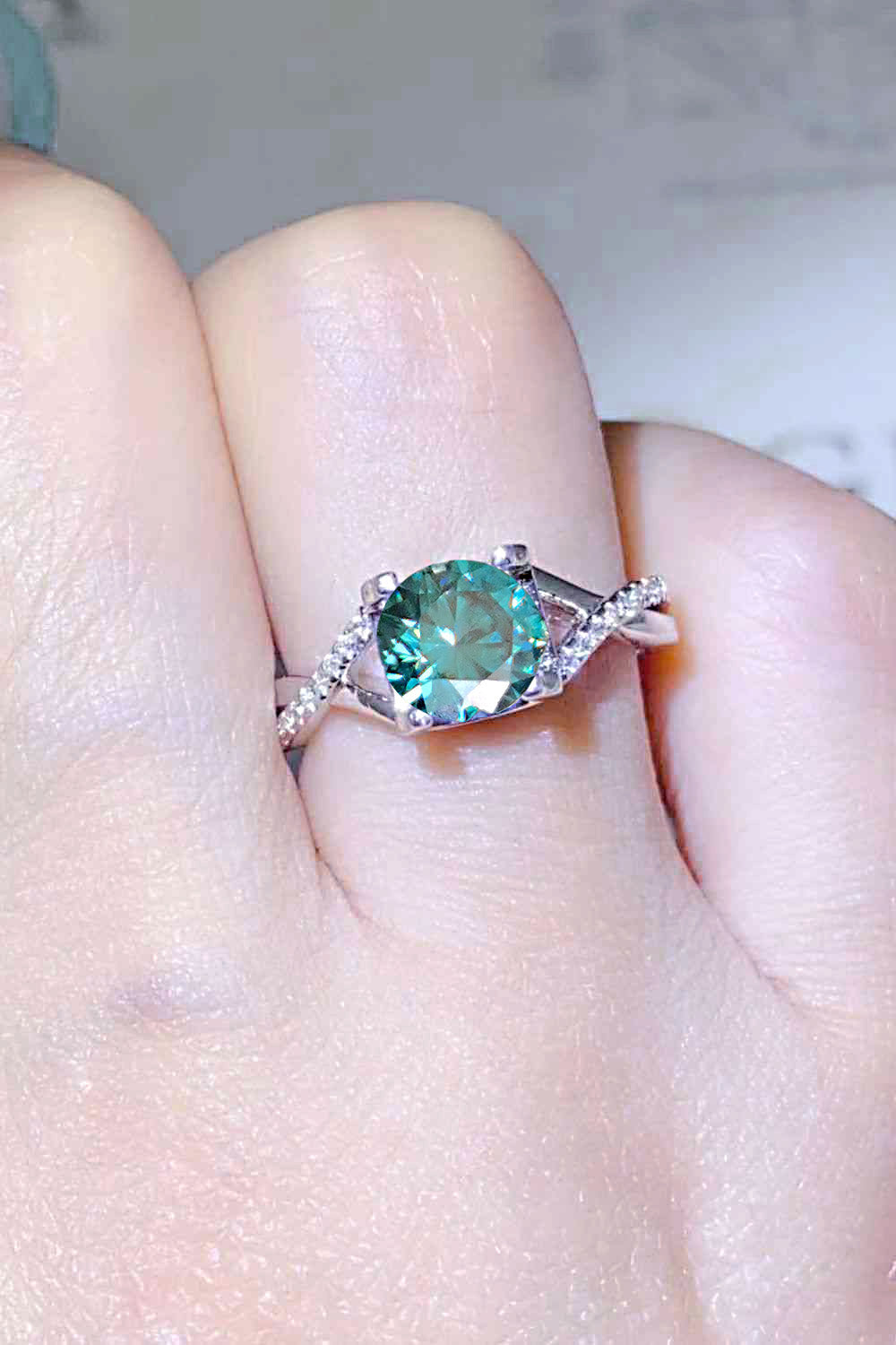 1 Carat Moissanite Crisscross 925 Sterling Silver Ring  Rings- Doll Fits