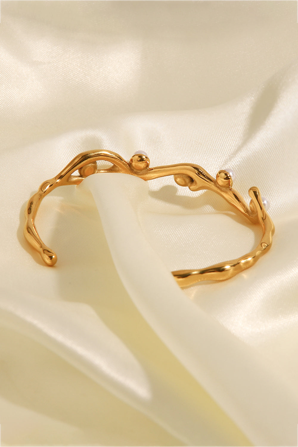Inlaid Synthetic Pearl Open Bracelet  Bracelets- Doll Fits