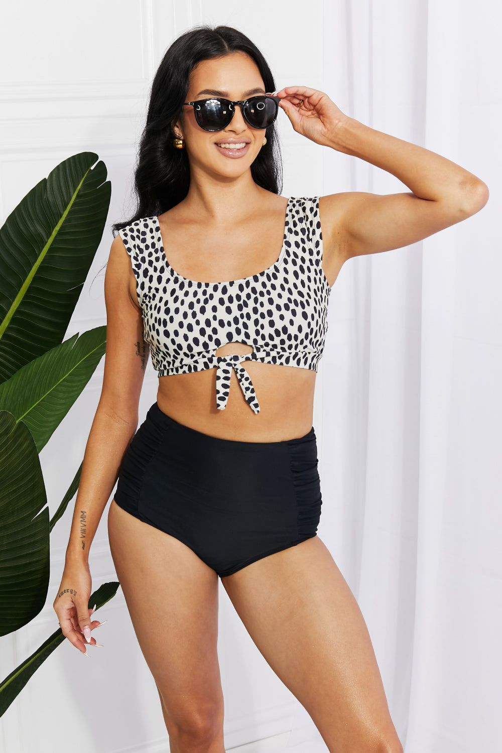 Marina West Swim Sanibel Crop Swim Top and Ruched Bottoms Set in Black  Swimwear- Doll Fits