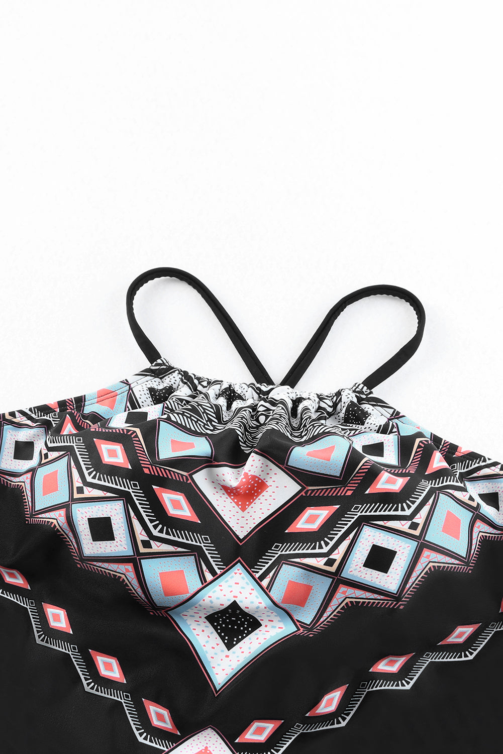 Geometric Print Tie Back One-Piece Swimsuit  Swimwear- Doll Fits