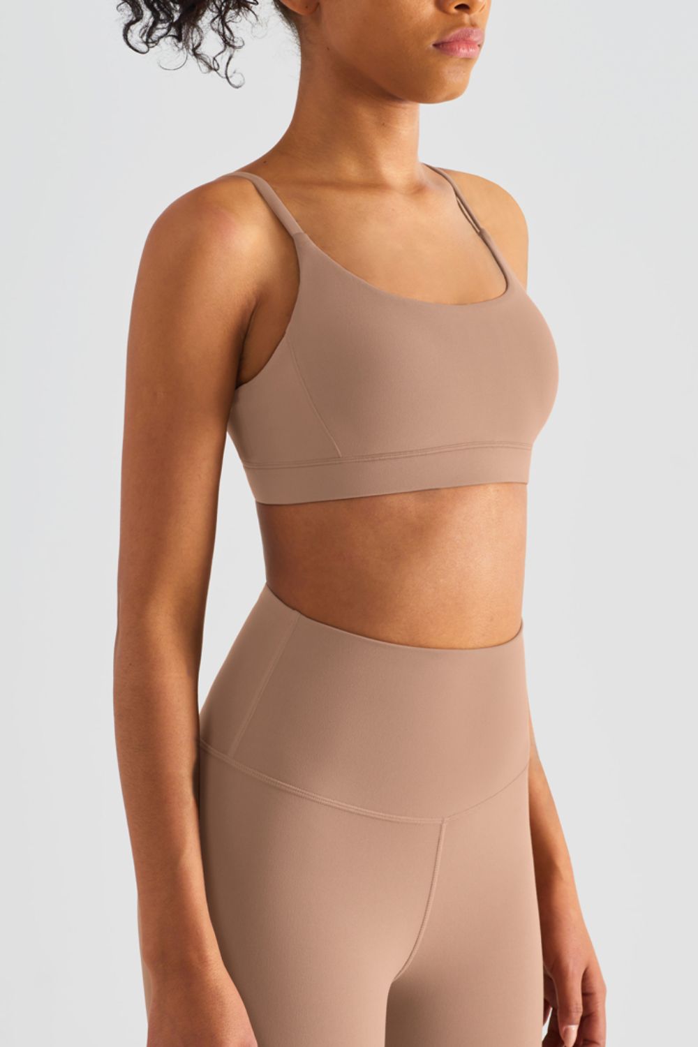 Spaghetti Strap Round Neck Sports Bra  - Doll Fits
