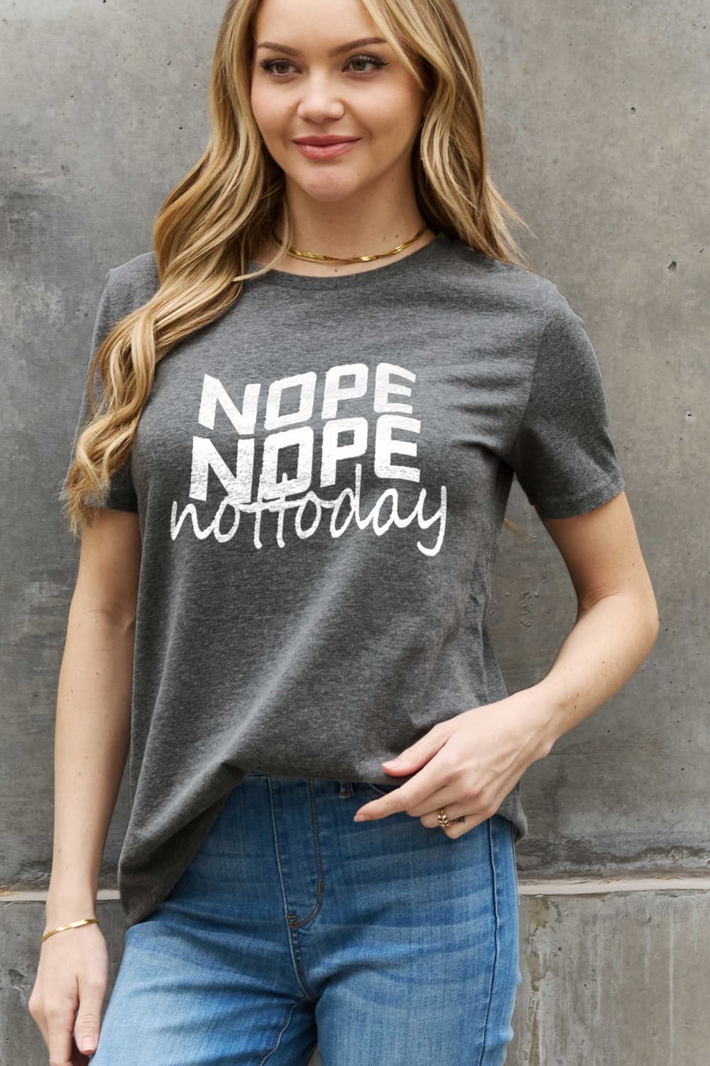 Simply Love Full Size NOPE NOPE NOT TODAY Graphic Cotton Tee  - Doll Fits
