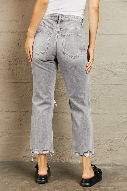 BAYEAS High Waisted Cropped Straight Jeans  - Doll Fits