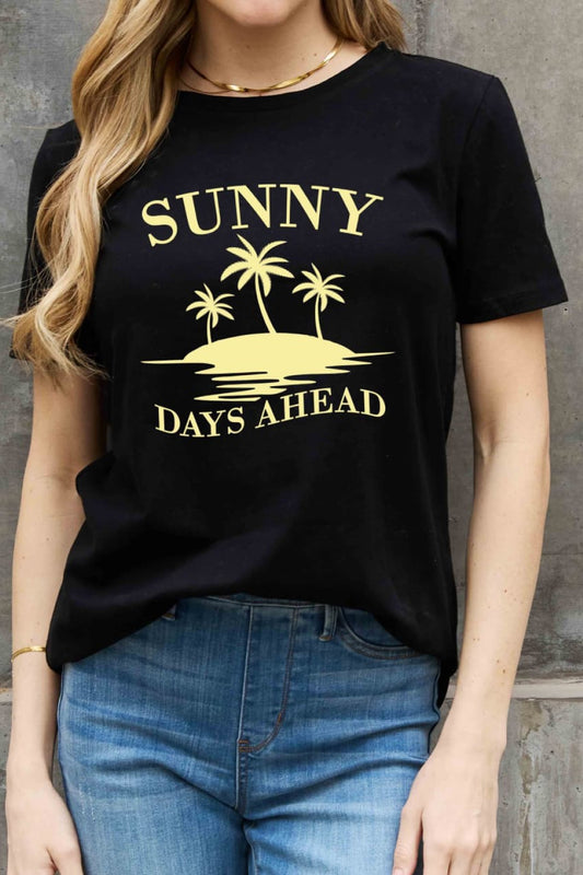 Simply Love Full Size SUNNY DAYS AHEAD Graphic Cotton Tee  Shirts & Tops- Doll Fits
