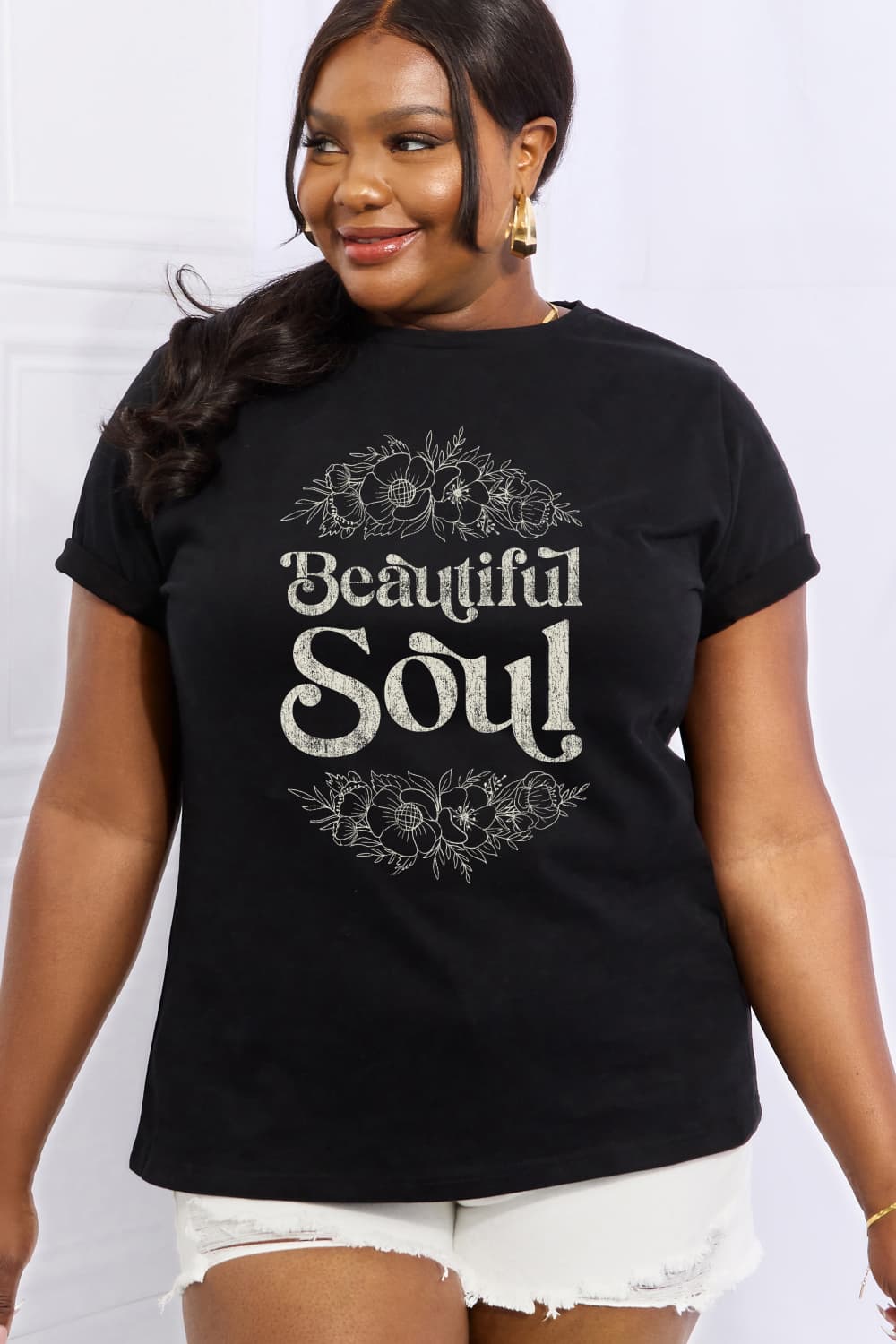 Simply Love Full Size BEAUTIFUL SOUL Graphic Cotton Tee  - Doll Fits