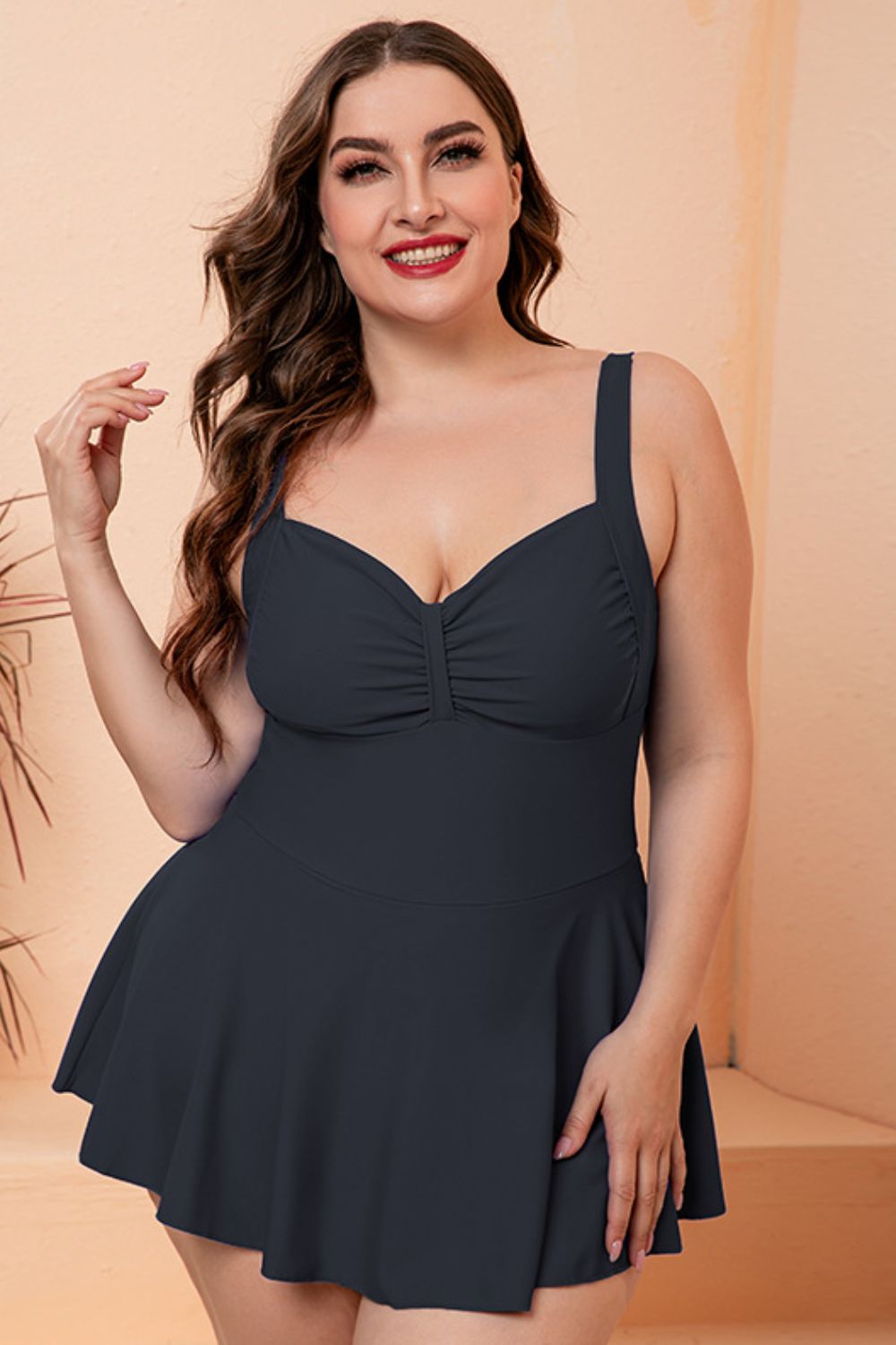 Full Size Gathered Detail Swim Dress  Swimwear- Doll Fits