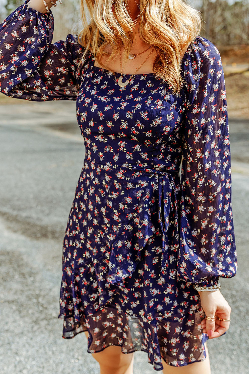 Printed Square Neck Ruffled Dress  Dresses- Doll Fits